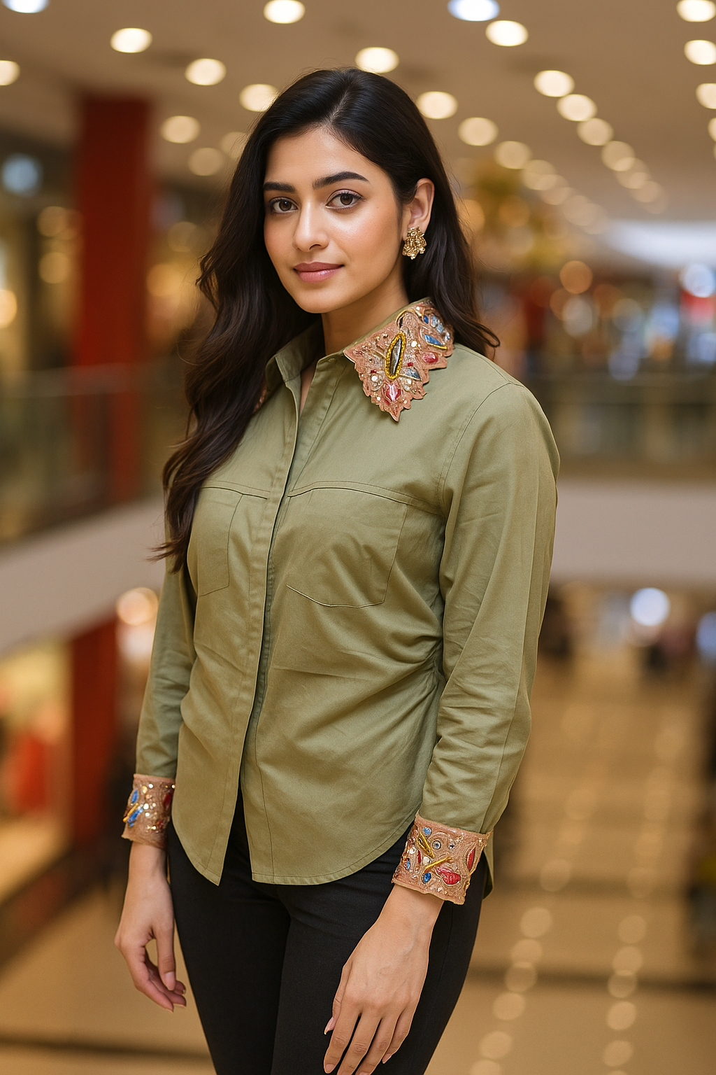 Sage Embroidered Collar Set
