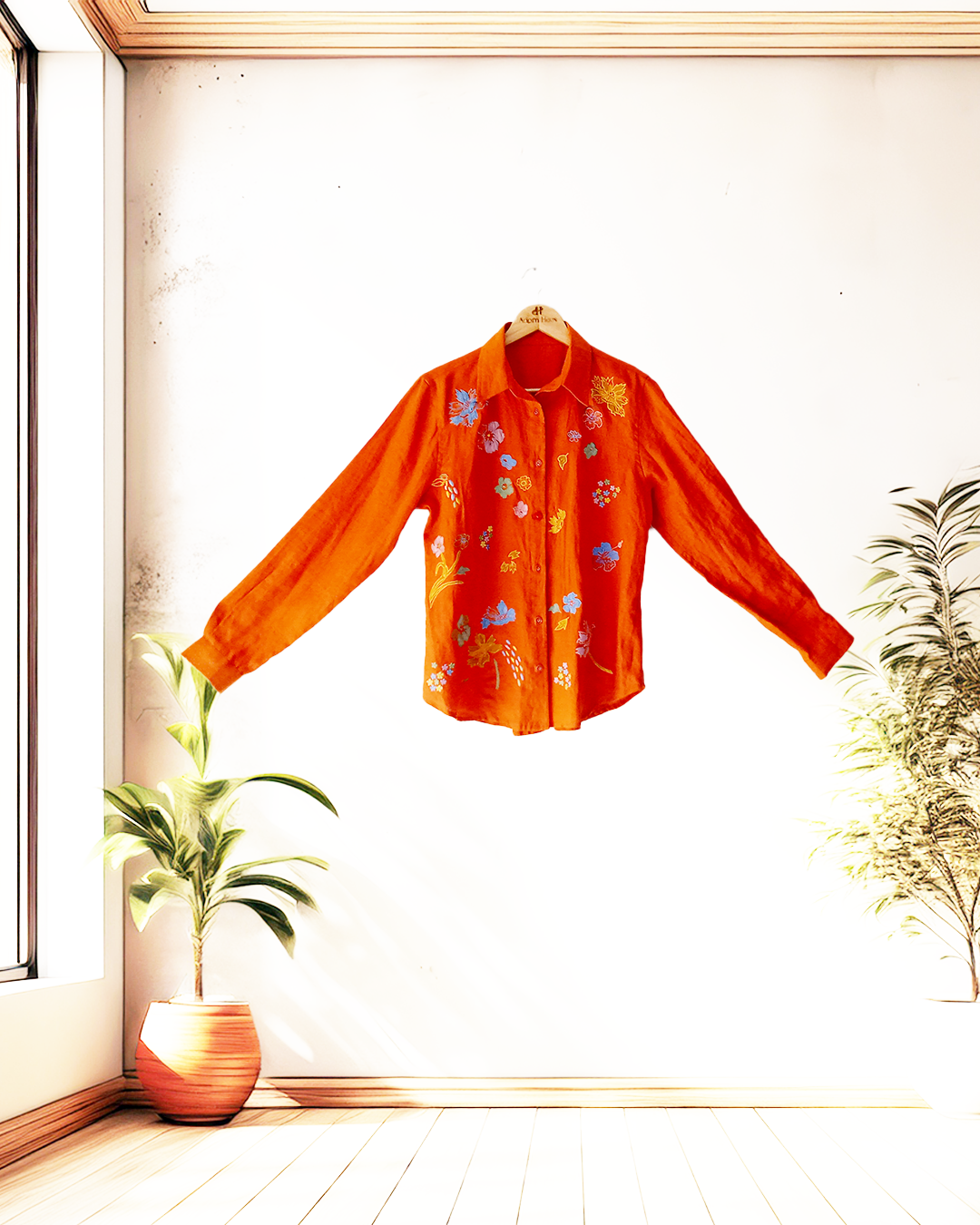 Amber Bloom Floral Linen Shirt