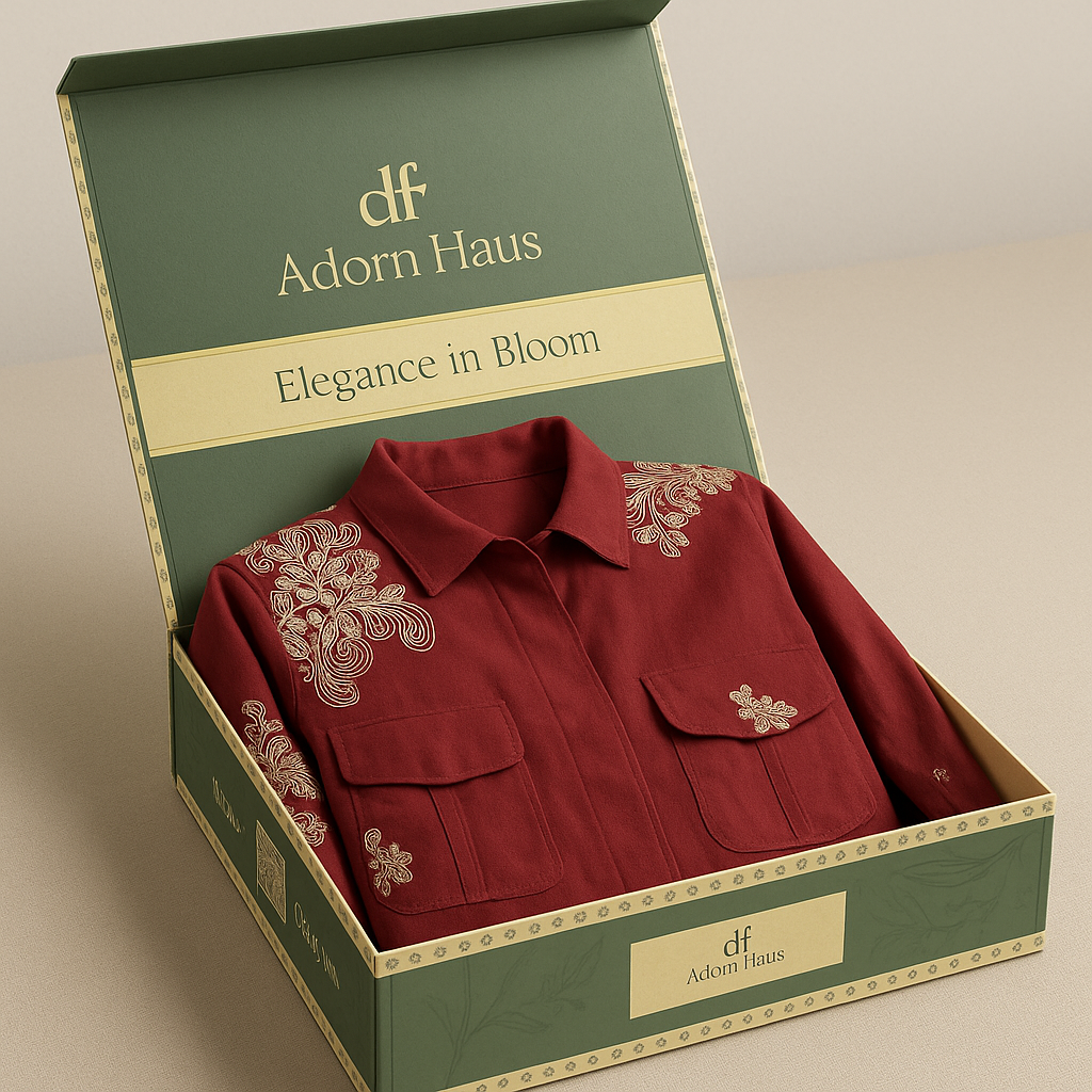 Maroon Floral Embroidered Linen Jacket