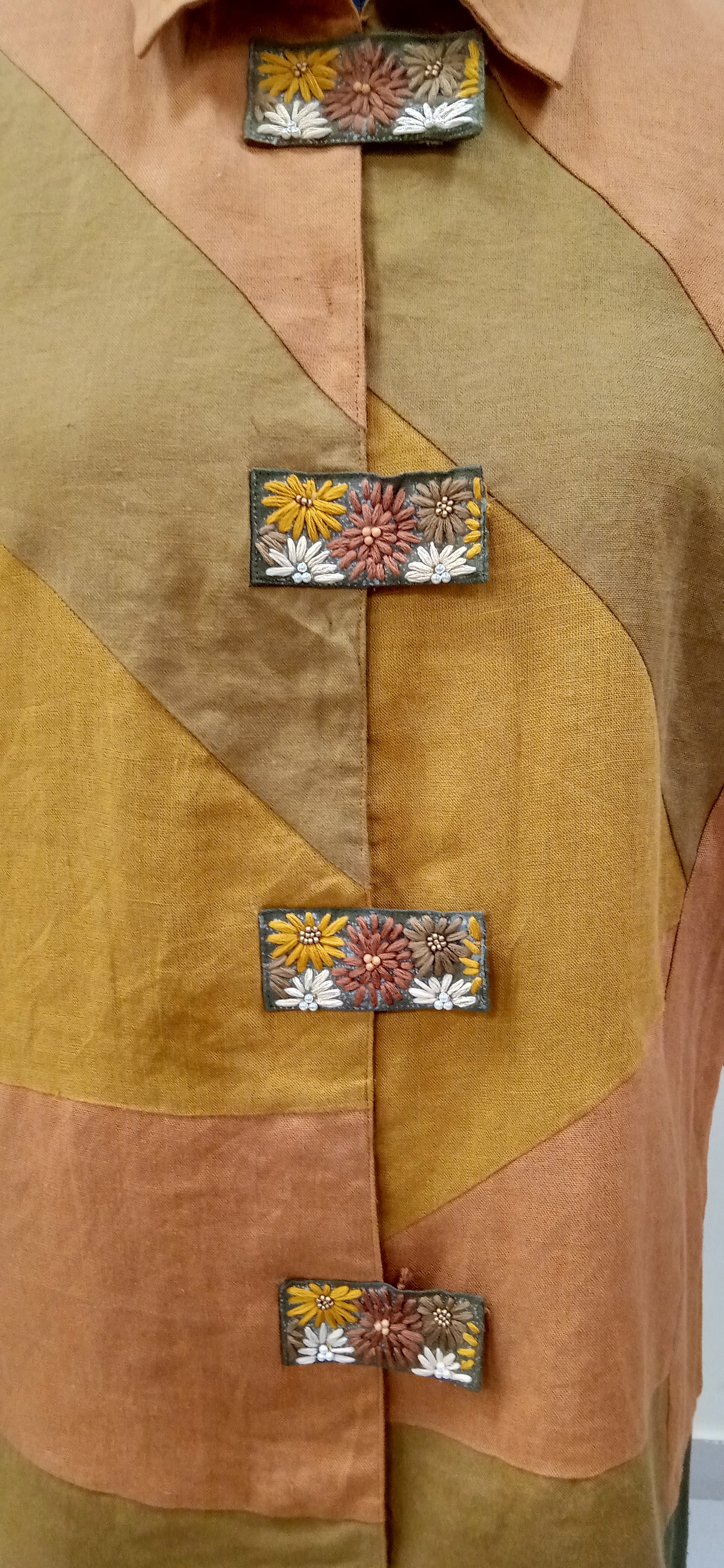Patchwork Mustard‑Olive Jacket Set