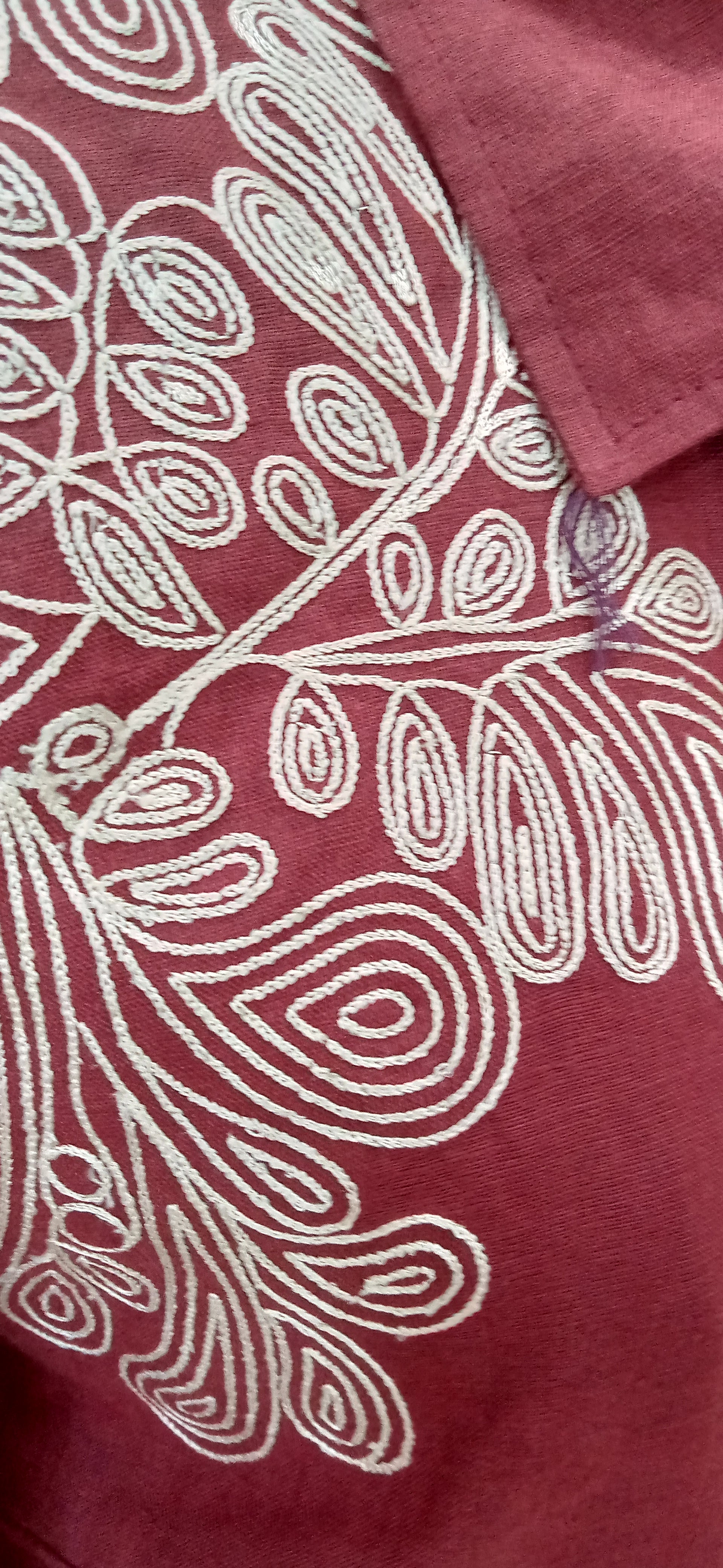 Maroon Floral Embroidered Linen Jacket