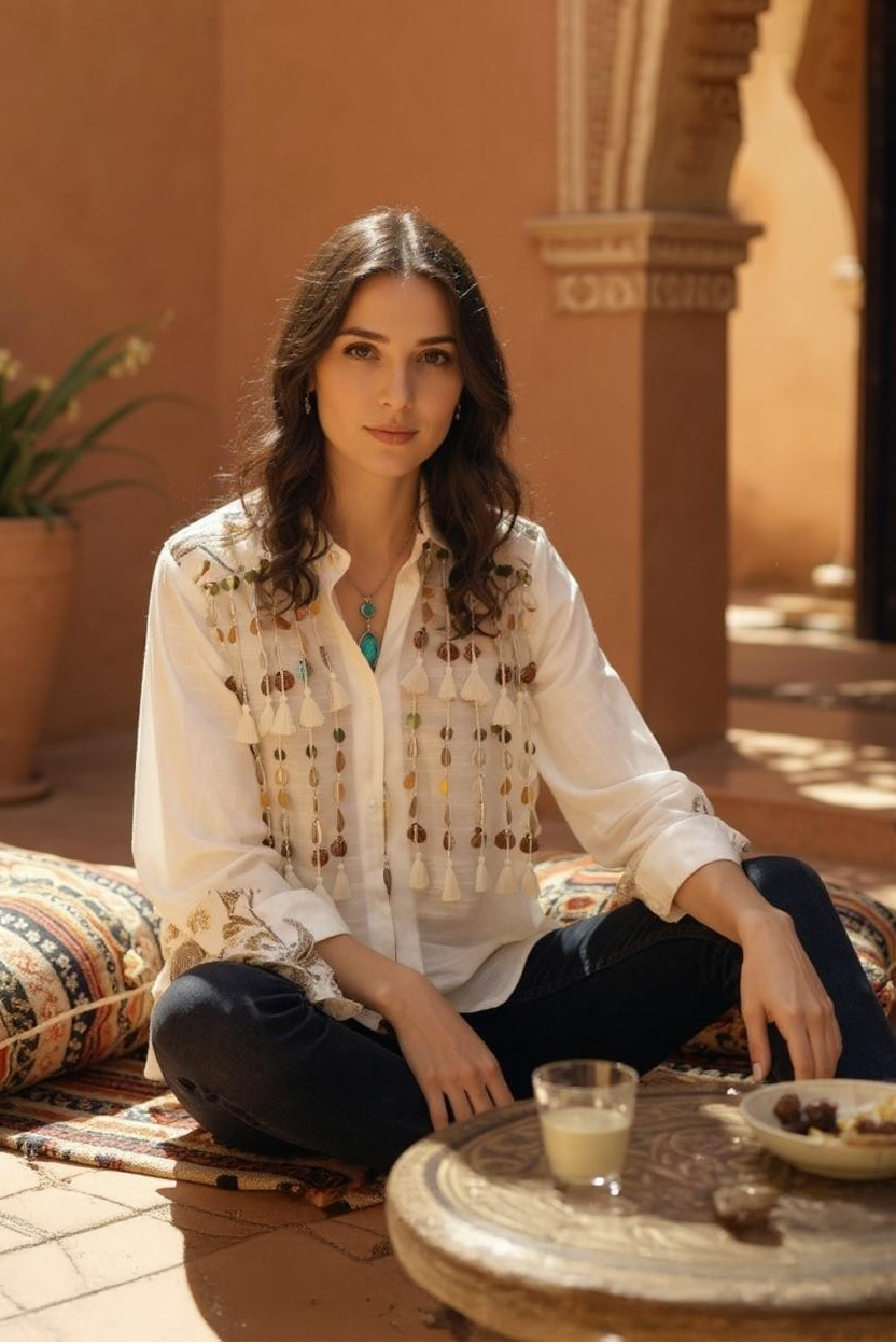 White Shell Tassel Shirt