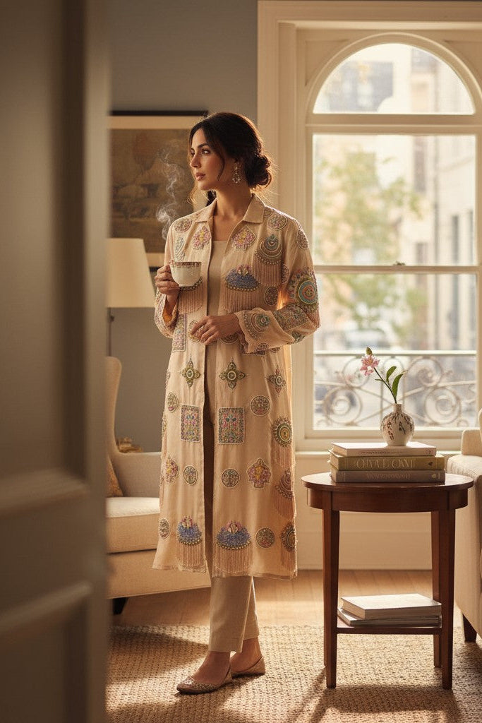 Sand Medallion Fringe Kurta Set