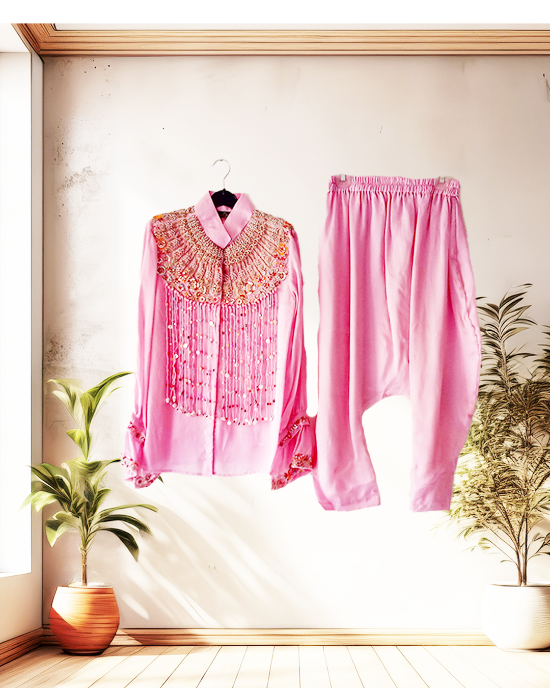 Blush Pink Indo-Western Kurta Set