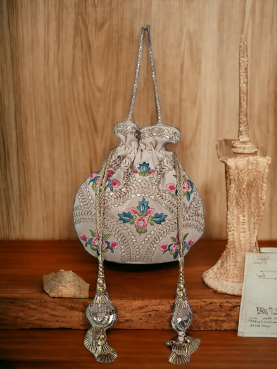 Royal Bloom Embroidered Potli
