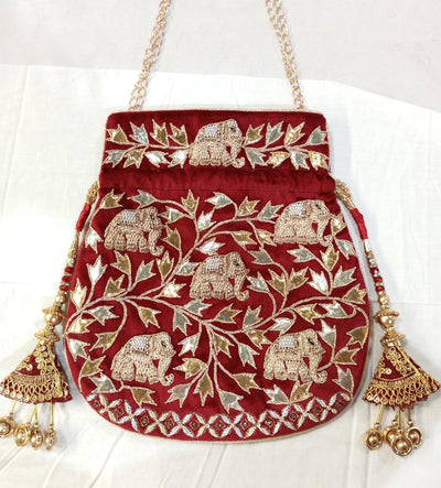 Royal Elephant Velvet Potli