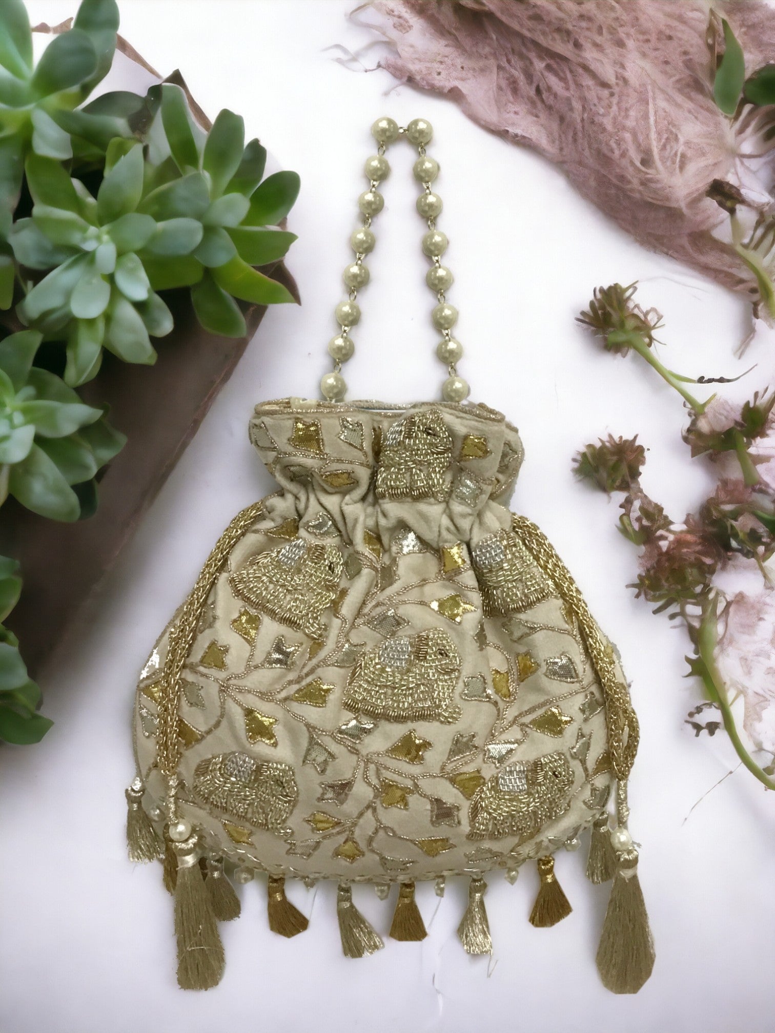 Royal Elephant Velvet Potli