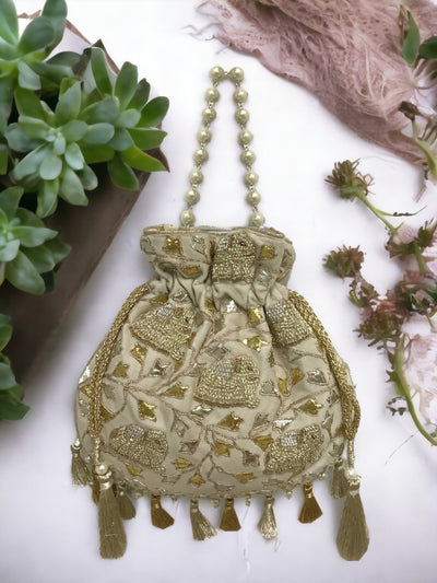 Royal Elephant Velvet Potli