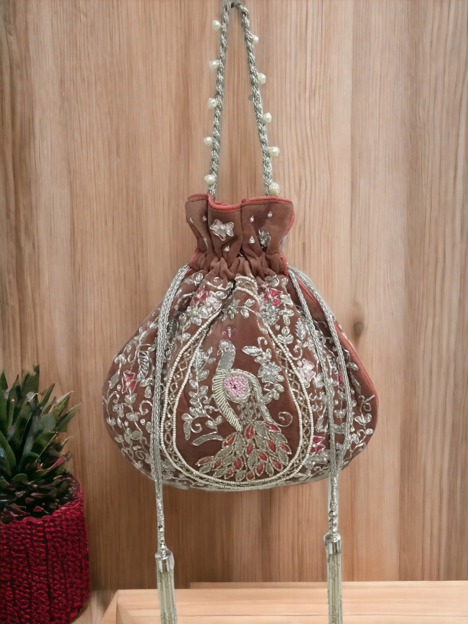 Peacock Heritage Embroidered Potli