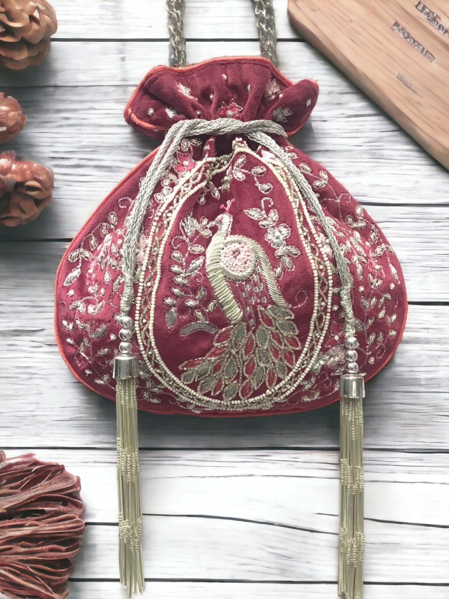 Peacock Heritage Embroidered Potli