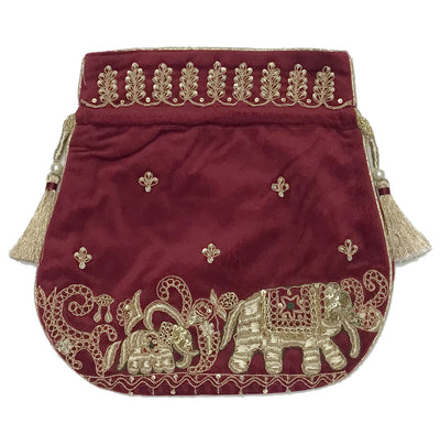 Regal Elephant Embroidered Potli