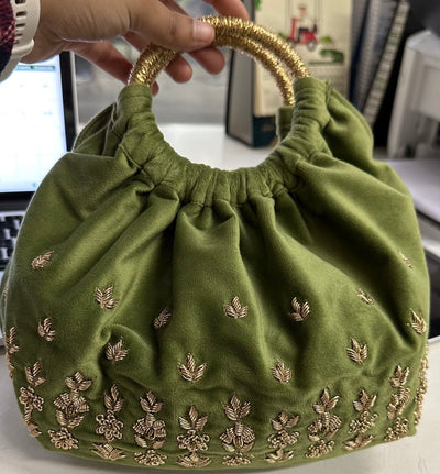 Gold Leaf Embroidered Potli