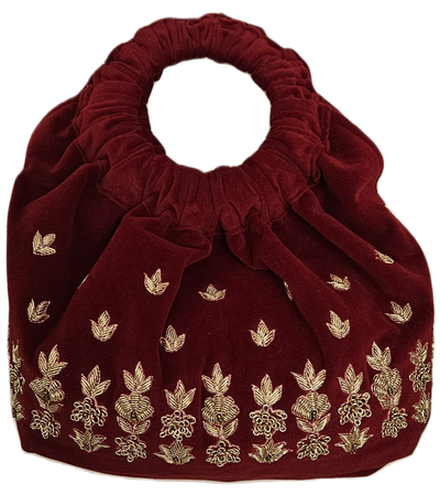 Gold Leaf Embroidered Potli