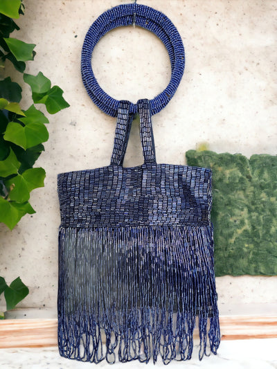 Midnight Crystal Fringe Potli