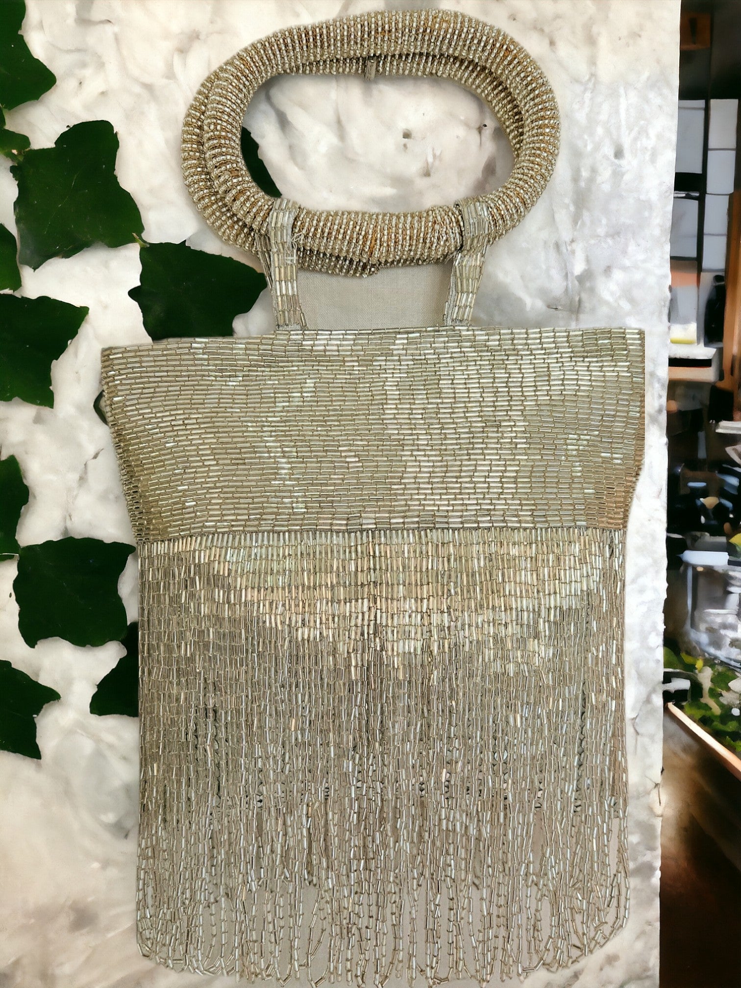 Midnight Crystal Fringe Potli