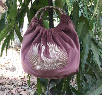 Golden Peacock Embroidered Potli