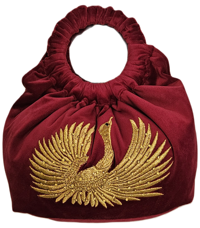 Golden Peacock Embroidered Potli