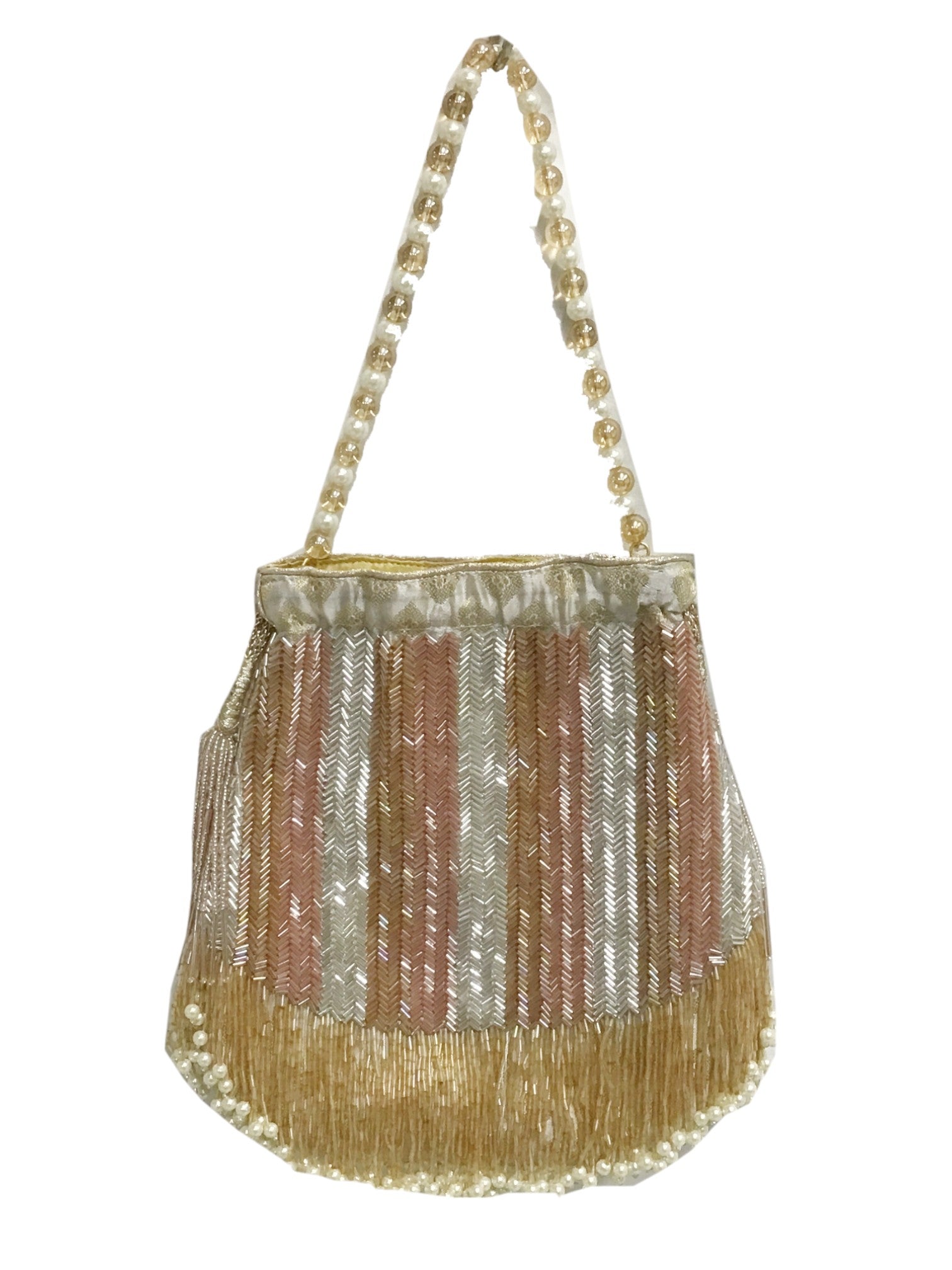 Champagne Gold Chevron Beaded Potli