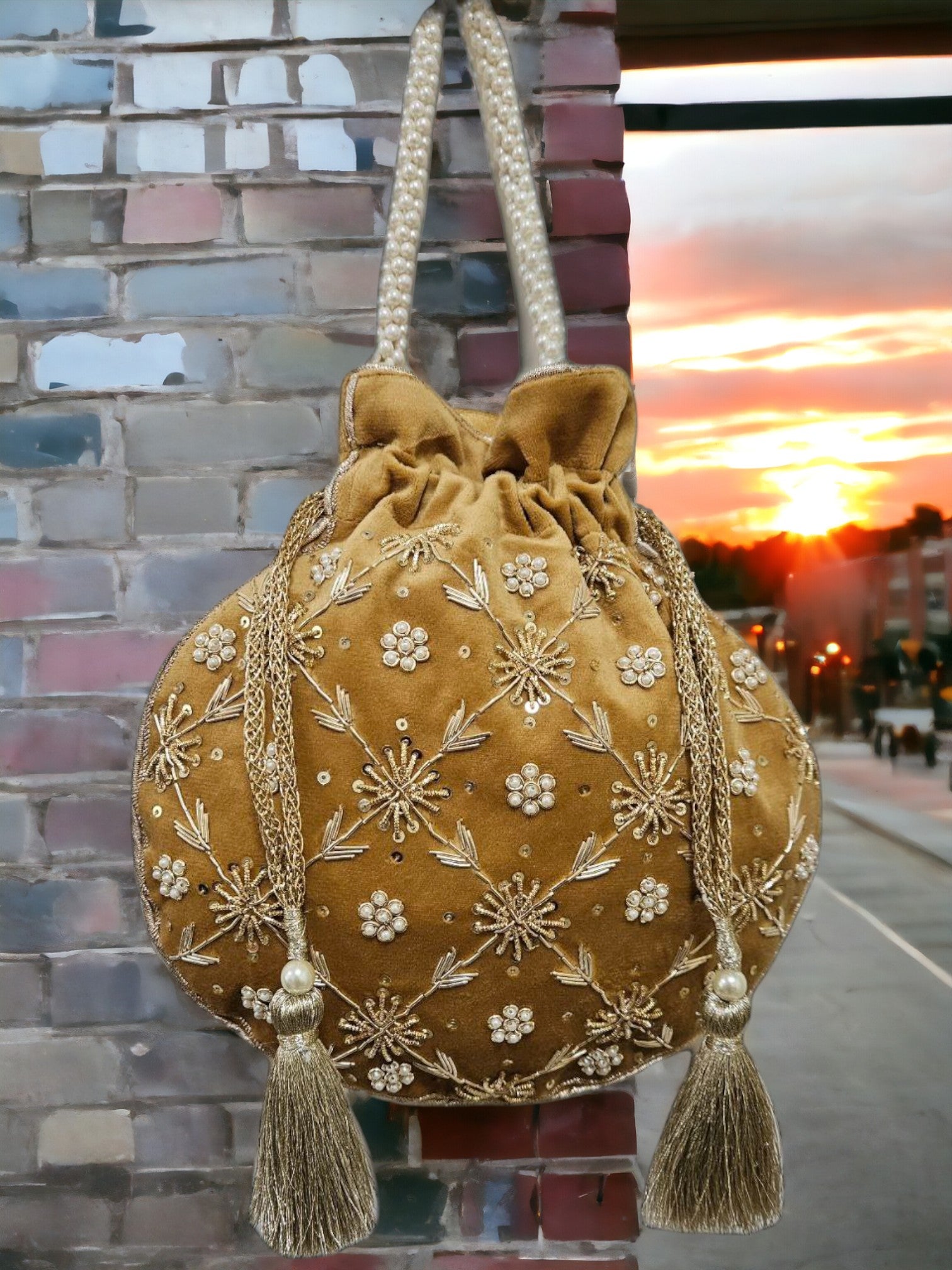 Antique Gold Blossom Potli
