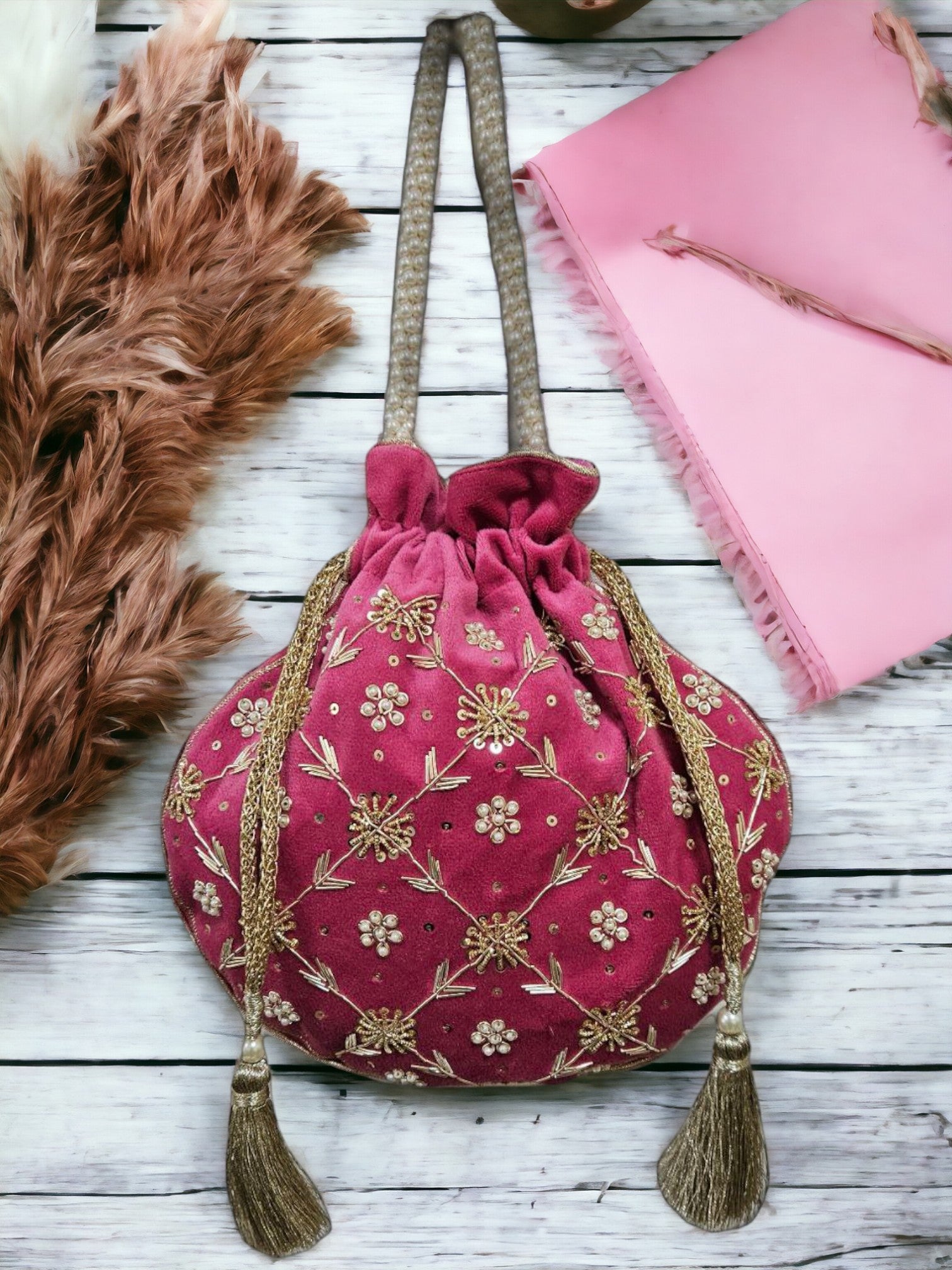 Antique Gold Blossom Potli