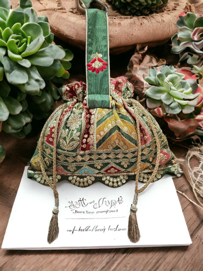 Emerald Heritage Embroidered Potli