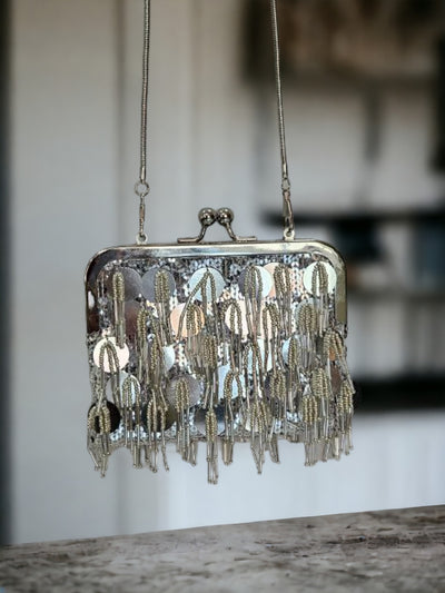 Metallic Fringe Clutch