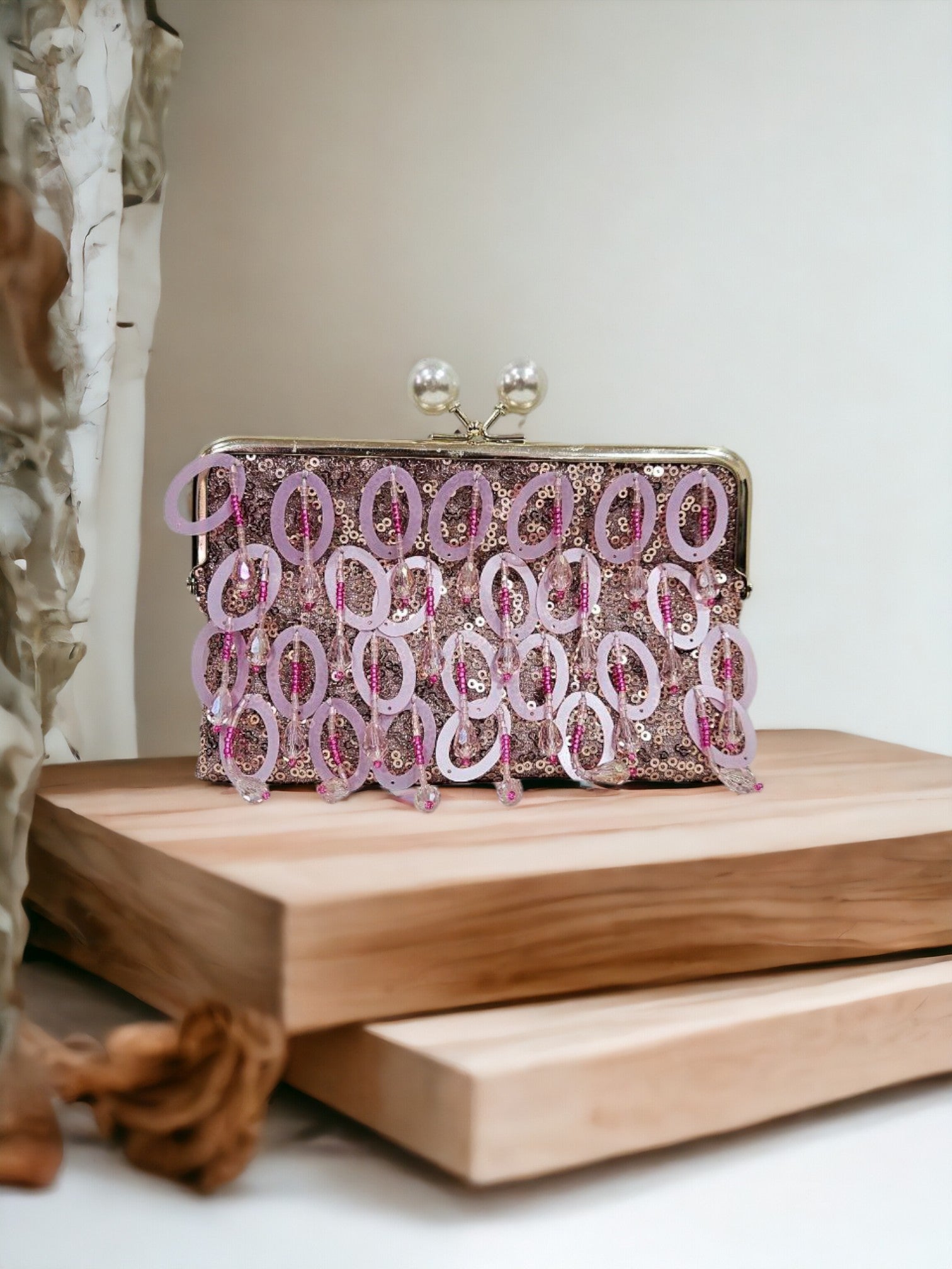 Lavender Loop Sequin clutch