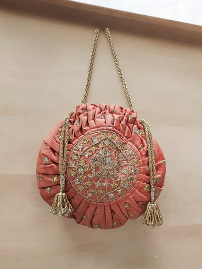 Gold Elephant Motif Potli