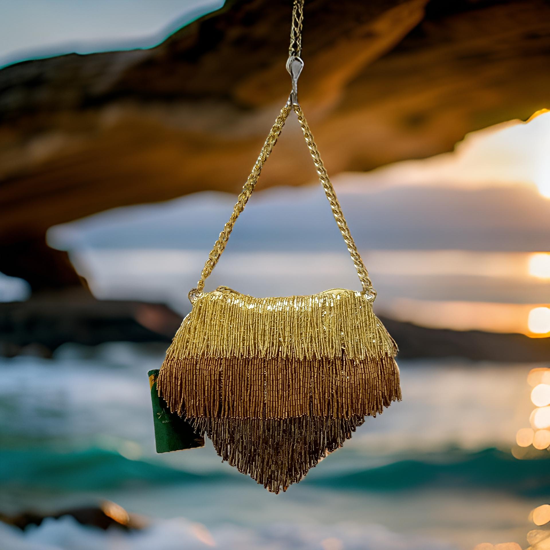 Golden Cascade Beaded potli