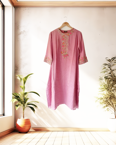 Rose Dust Hand-Embroidered Kurta Set