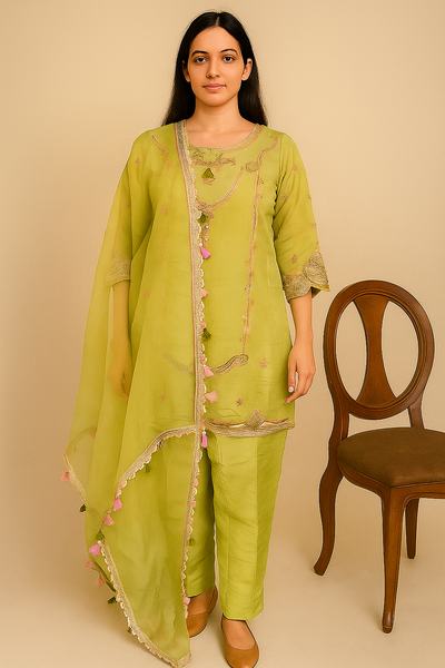 Sage Bloom Embroidered Kurta Set