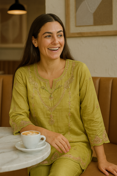 Sage Bloom Embroidered Kurta Set