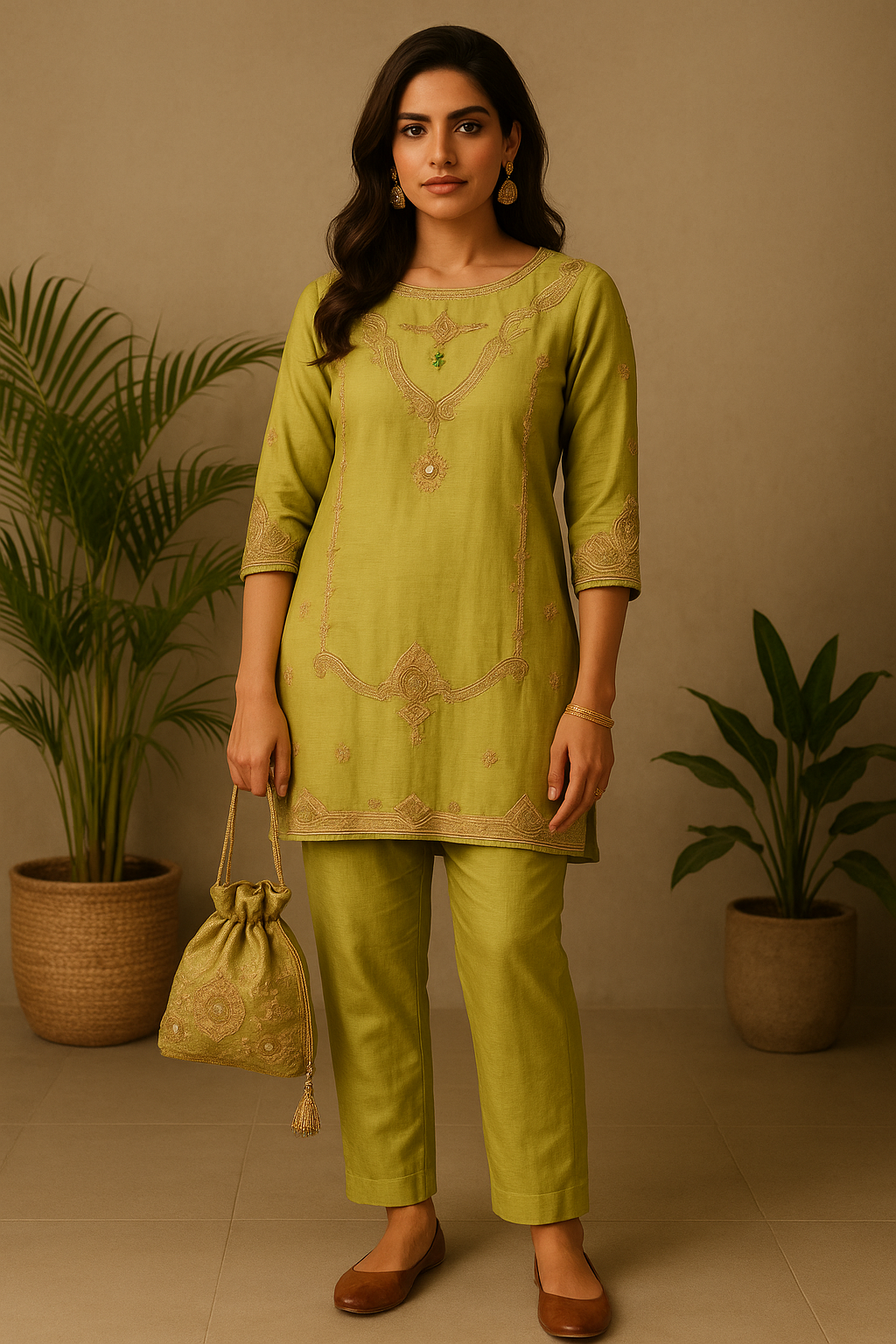 Sage Bloom Embroidered Kurta Set