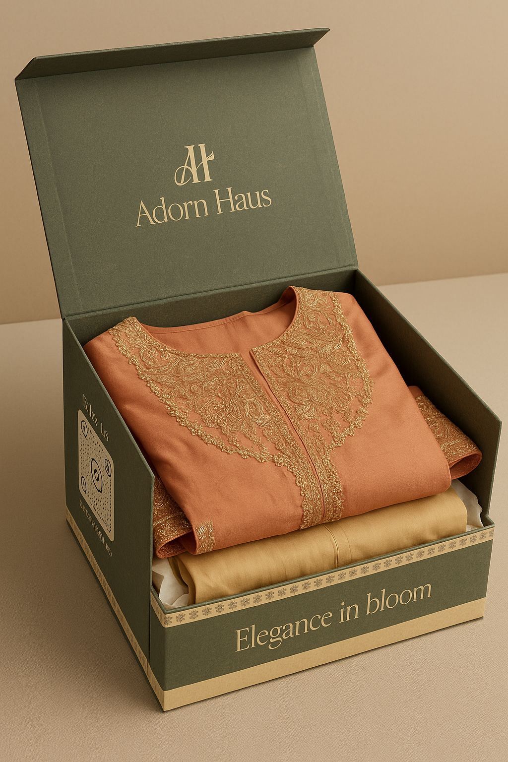 Terracotta Glow Silk-Blend Embroidered Kurta