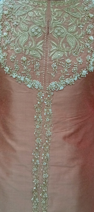 Terracotta Glow Silk-Blend Embroidered Kurta