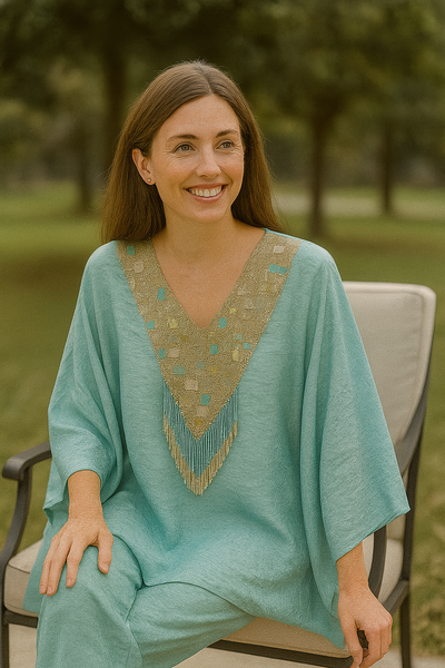 Aqua Serenity Kaftan Set