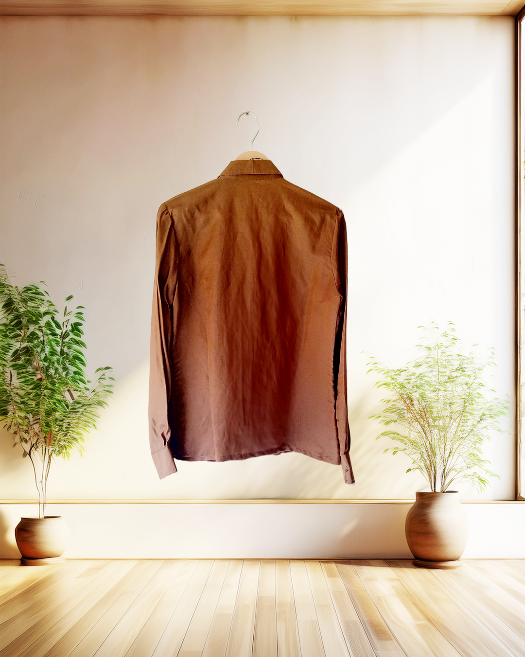 Brown Lace Yoke Shirt