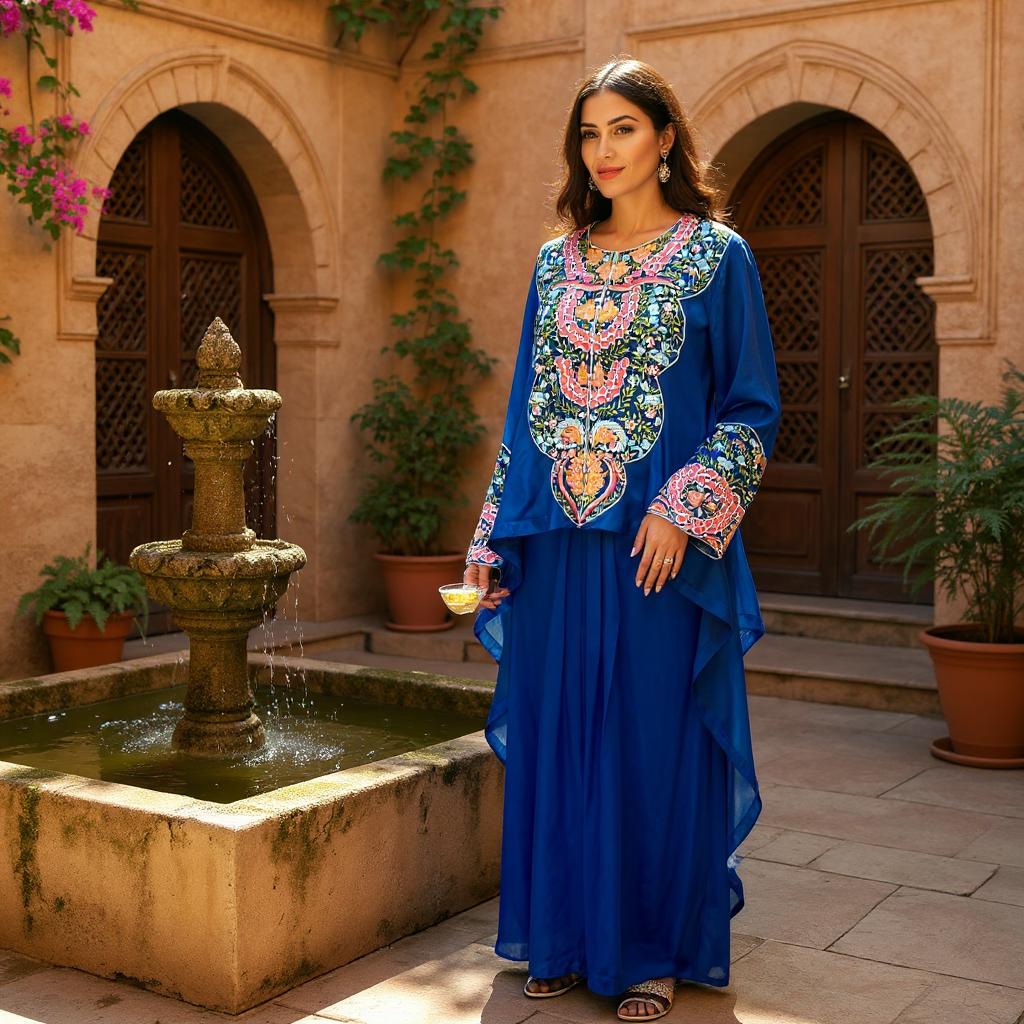 Royal Blue Garden Drape Kurta Set