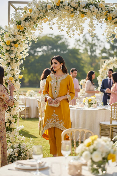 Festive High-Low Embroidered Kurta