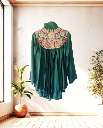 Emerald Heritage Embroidered Cape Set