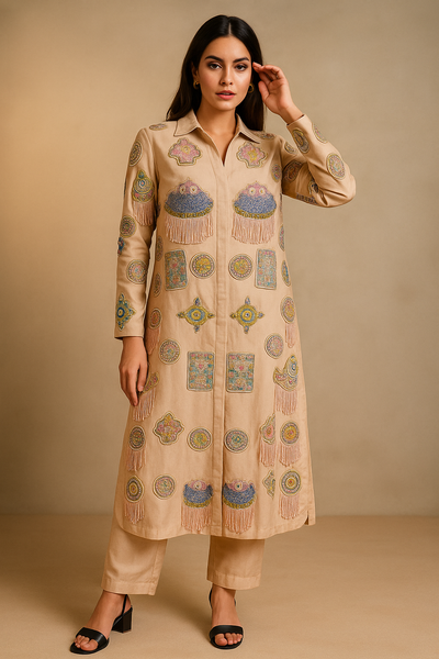 Sand Medallion Fringe Kurta Set