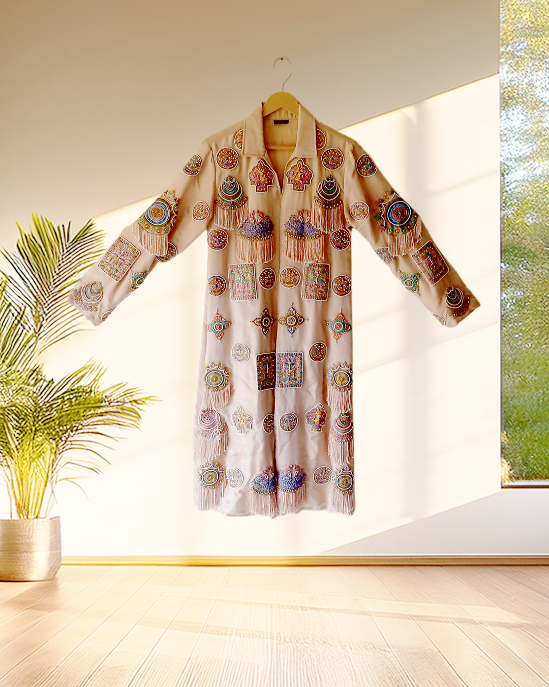 Sand Medallion Fringe Kurta Set