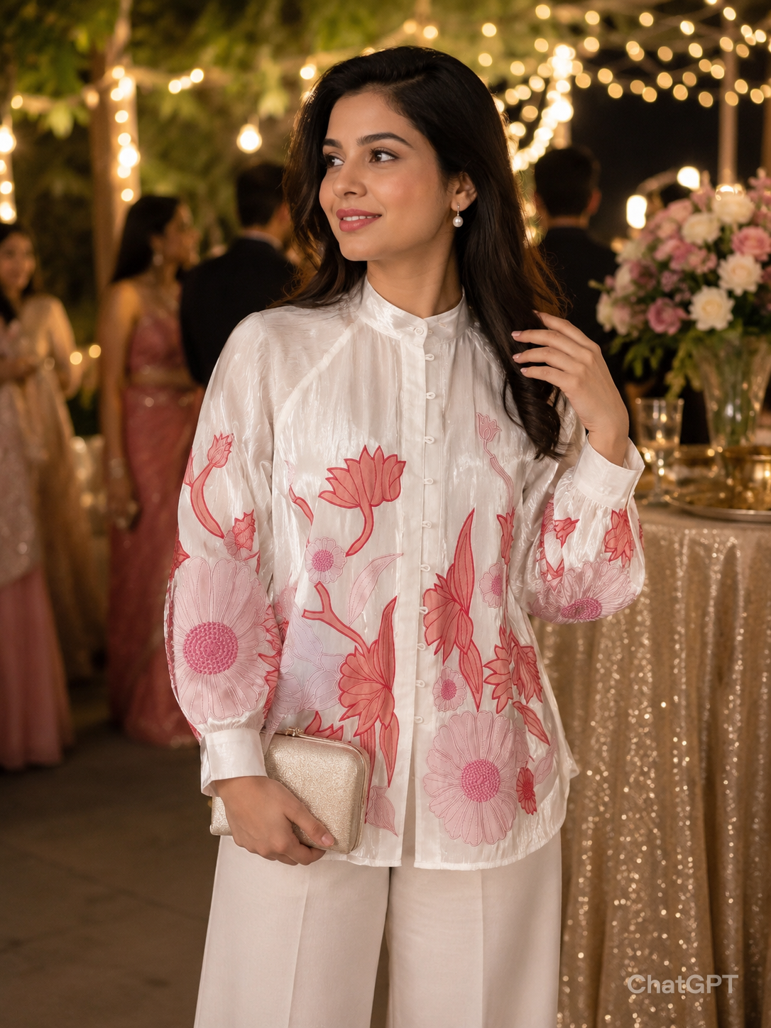 Statement floral embroidered sheer jacket with contemporary silhouette