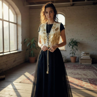 Gold Floral Corset Vest