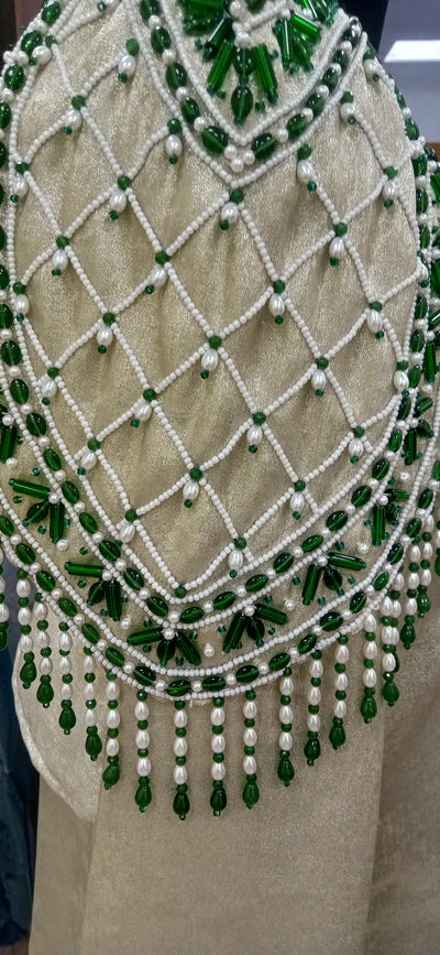 Ivory Beaded Shoulder Top Set