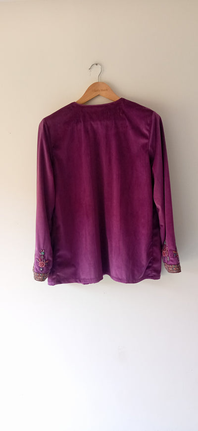 Violet Coast Embroidered Linen Jacket