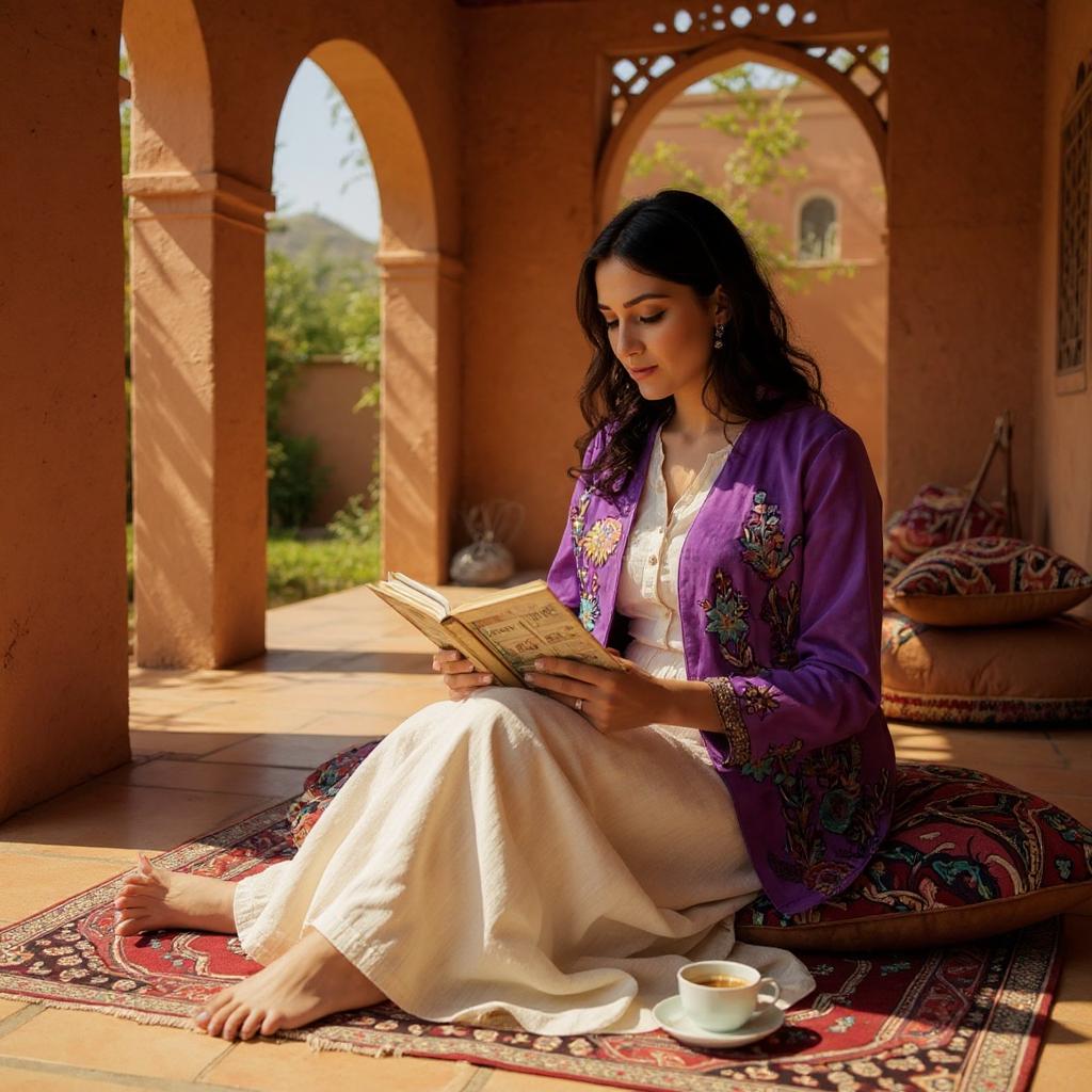 Violet Coast Embroidered Linen Jacket