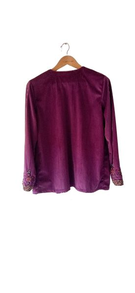Violet Coast Embroidered Linen Jacket