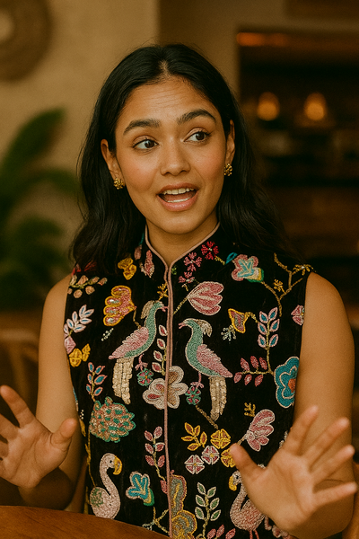 Black Flamingo Embroidered Vest