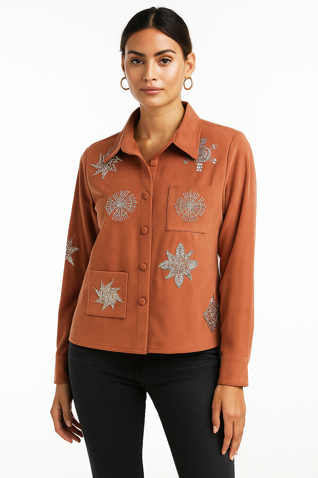 Terracotta Starburst Embellished Jacket